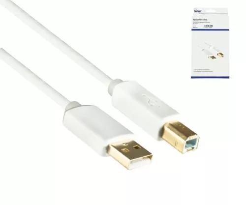 HQ USB 2.0 Cable A male to B male, Monaco Range, white, 2,00m